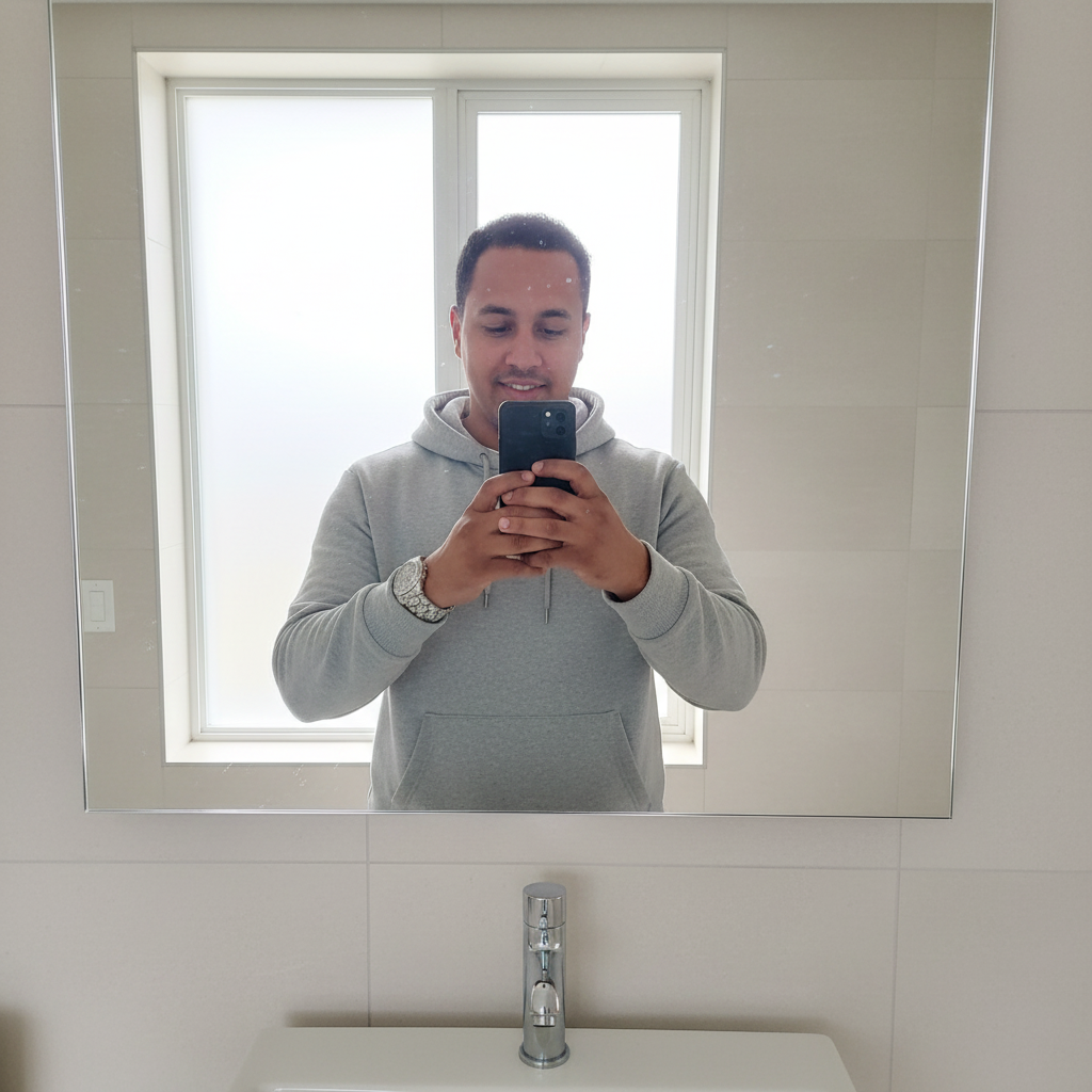 Bathroom mirror selfie