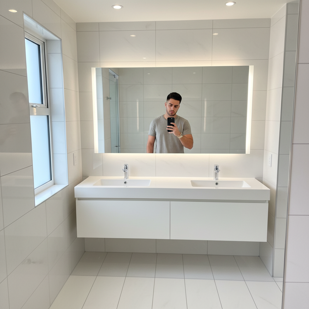 Bathroom mirror selfie