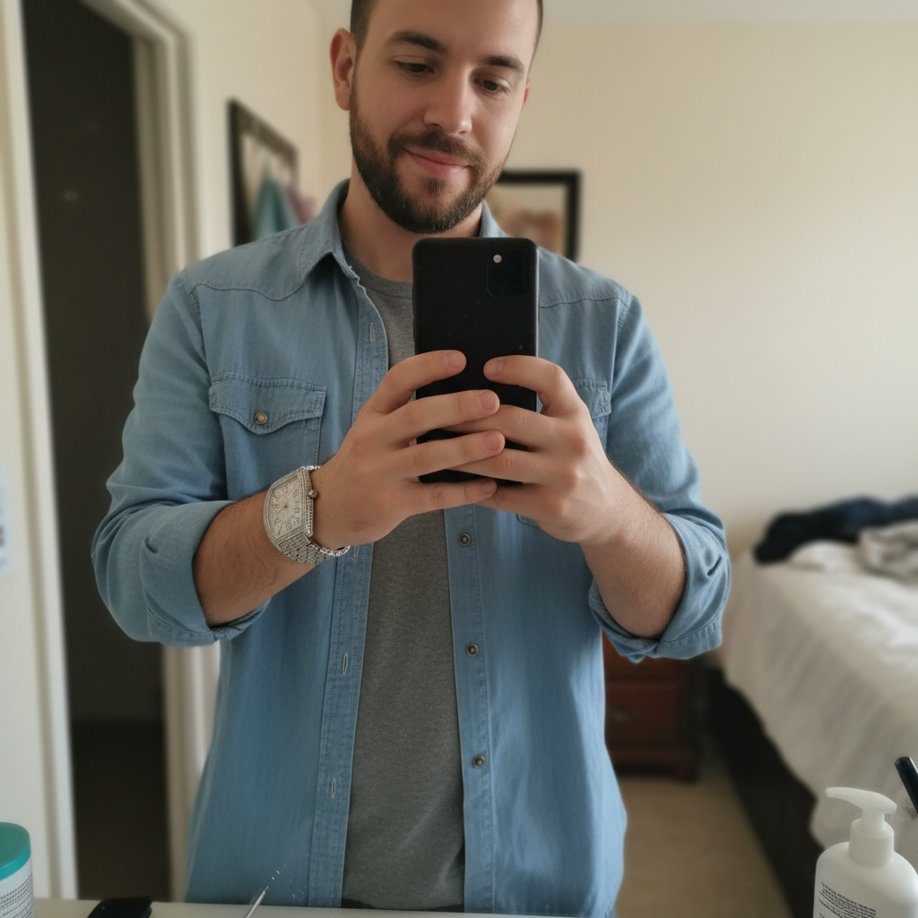 Men's customer mirror selfie 1