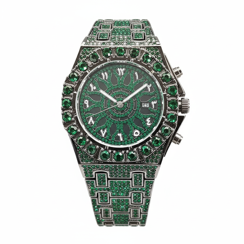 Men's Diamond Green Gem Watch